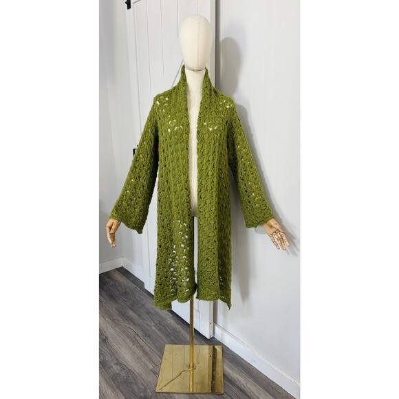In Love By Carling Sweaters - Vintage In Love By Carling Paris Green Open Front Cardigan Sweater Mohair OS